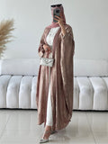 Foil Metallic Open Abaya Cardigan