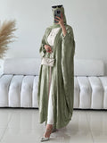 Foil Metallic Open Abaya Cardigan