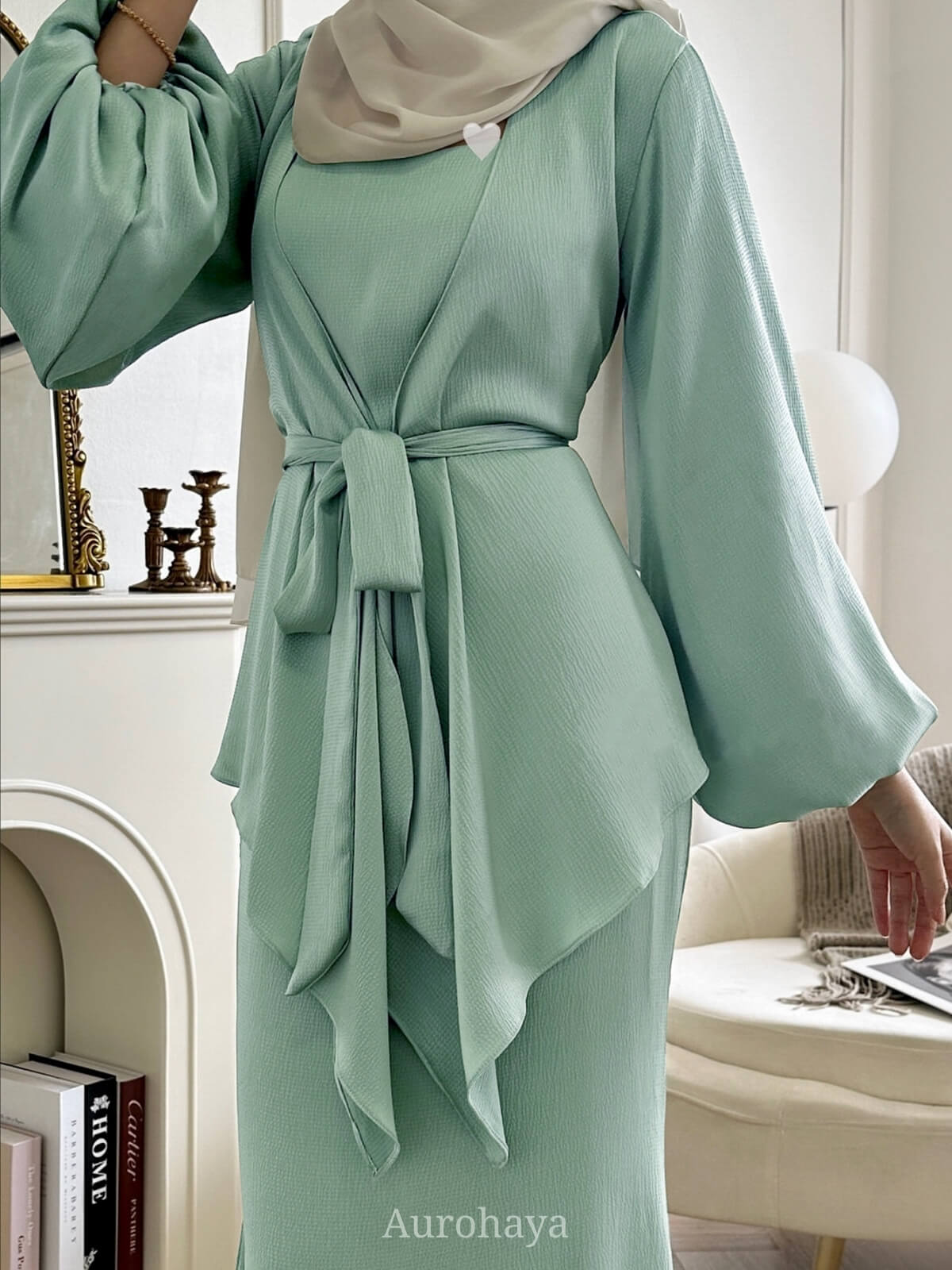 Satin Modest Dress 3-Piece Set