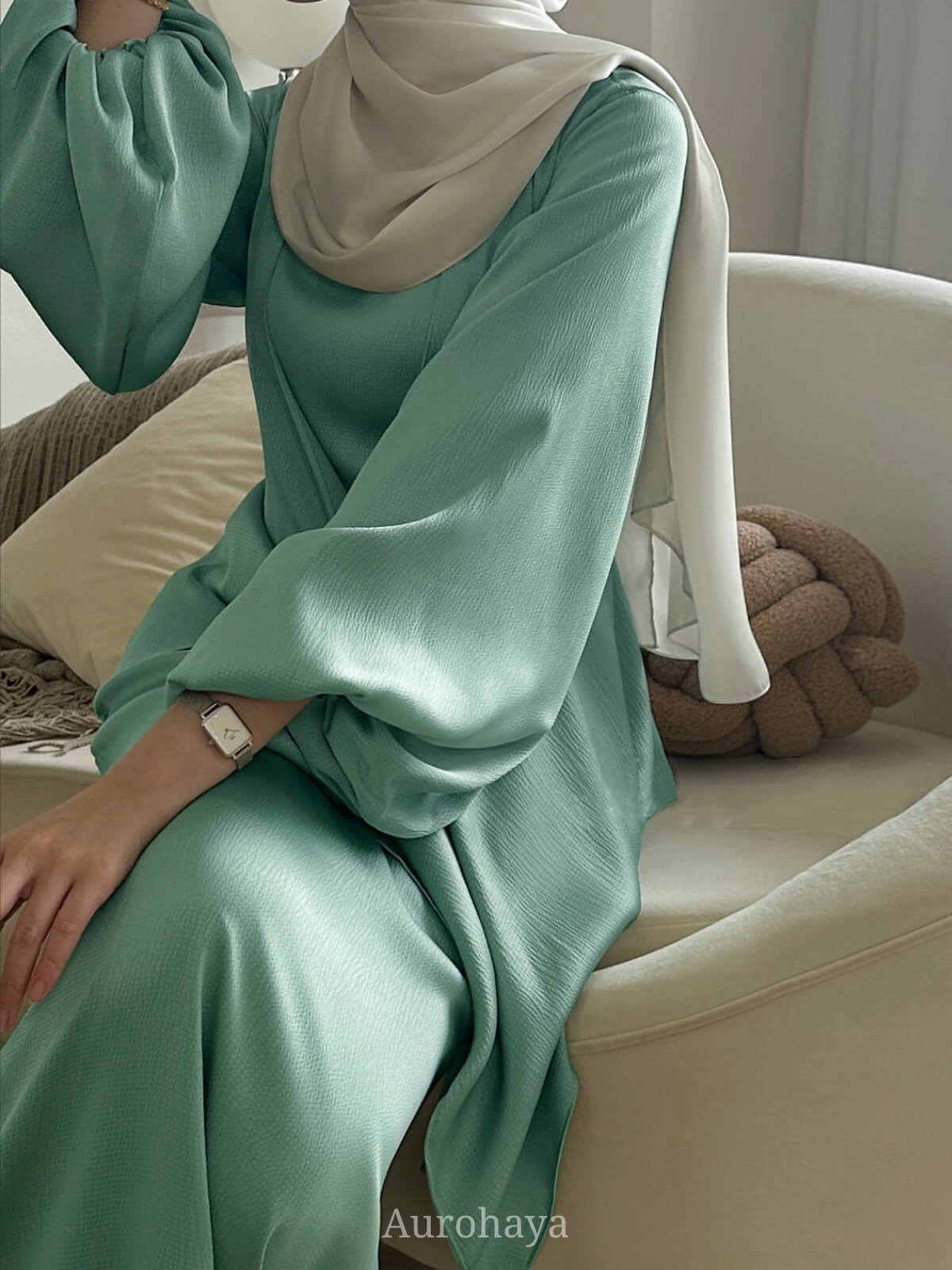 Satin Modest Dress 3-Piece Set