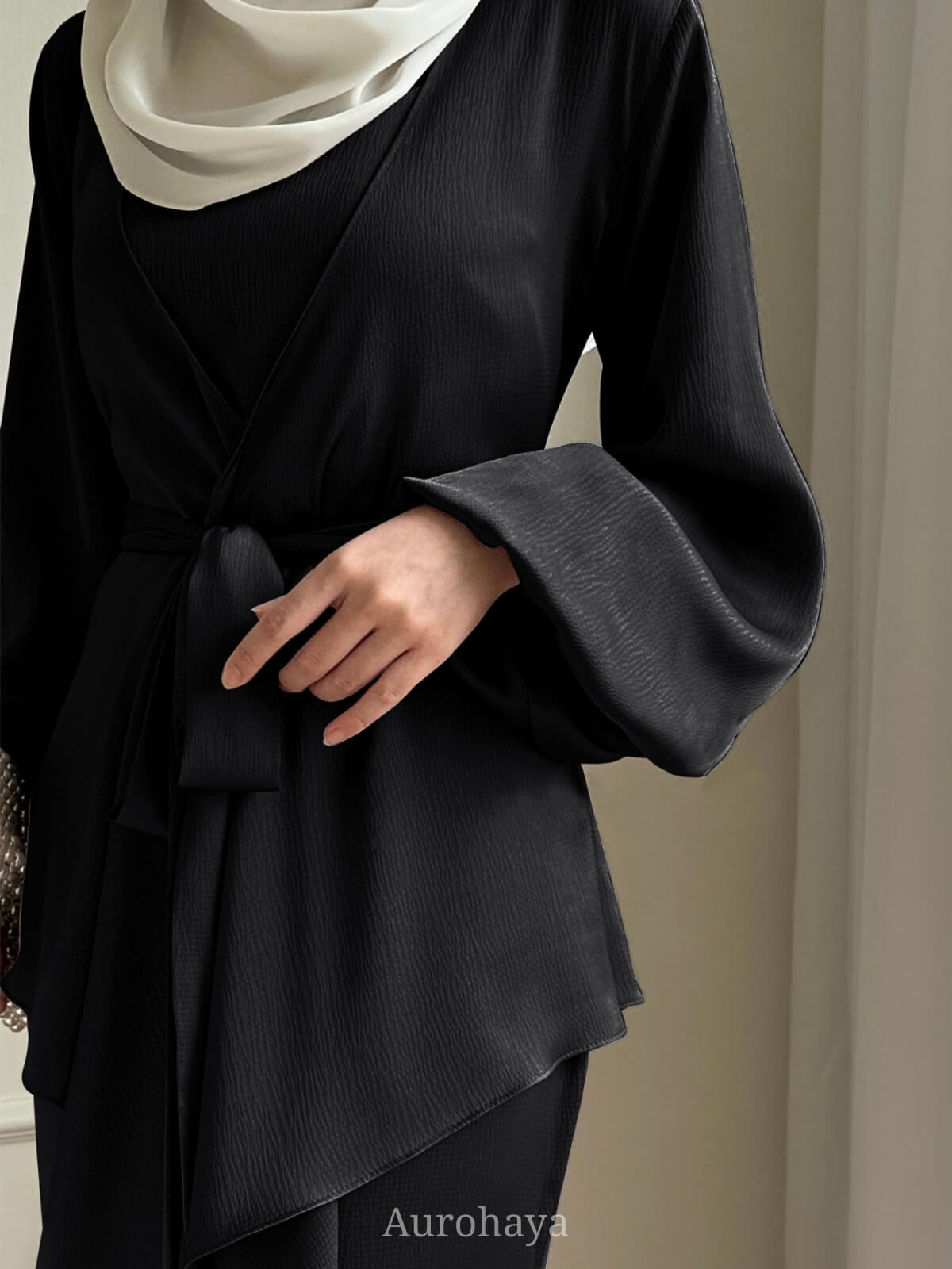 Satin Modest Dress 3-Piece Set