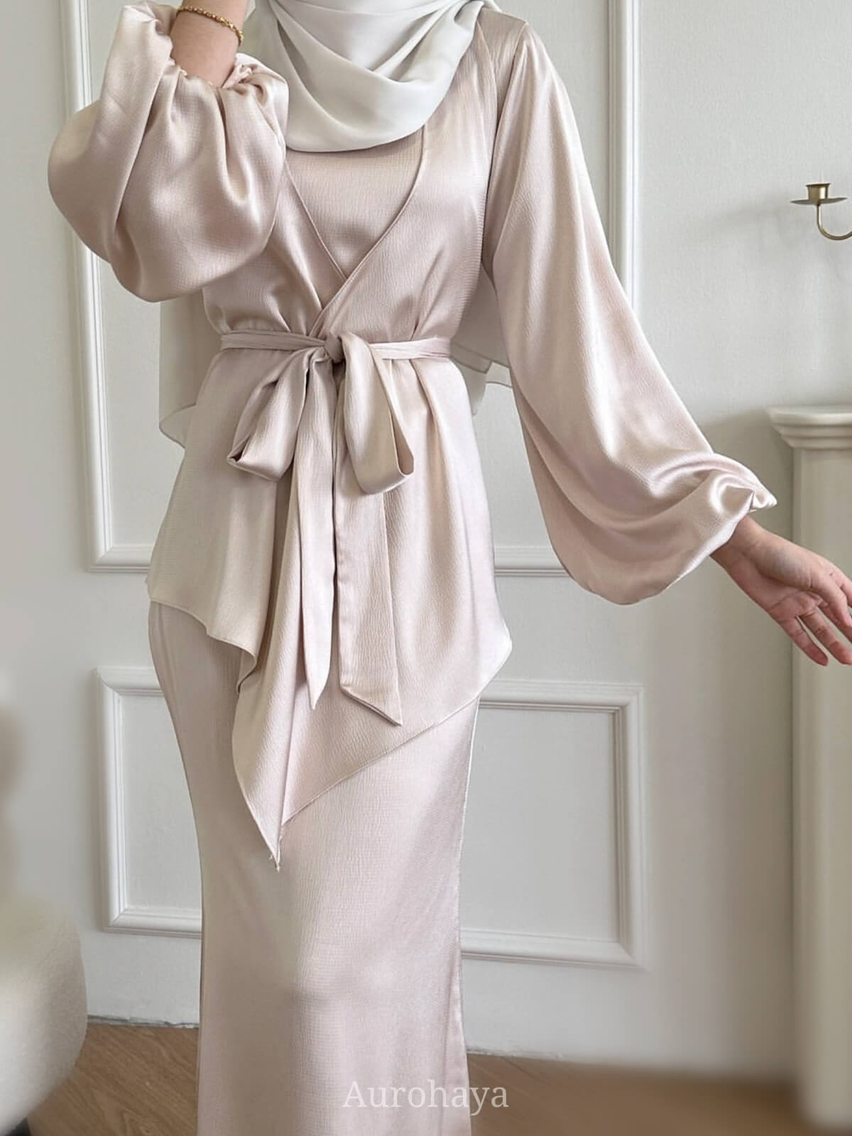 Satin Modest Dress 3-Piece Set