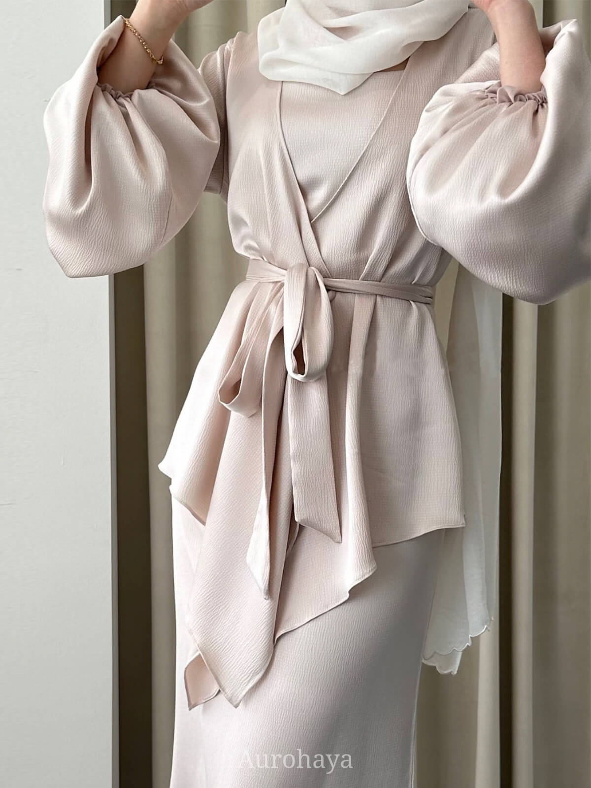 Satin Modest Dress 3-Piece Set