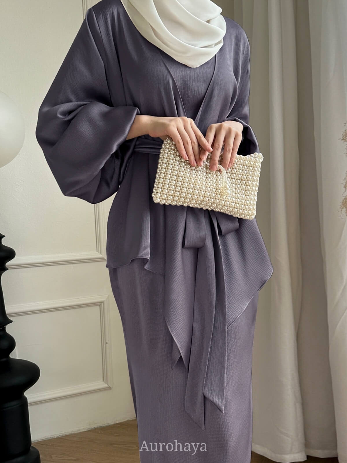 Satin Modest Dress 3-Piece Set