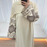 Solid Color Embroidered Cuff Abaya
