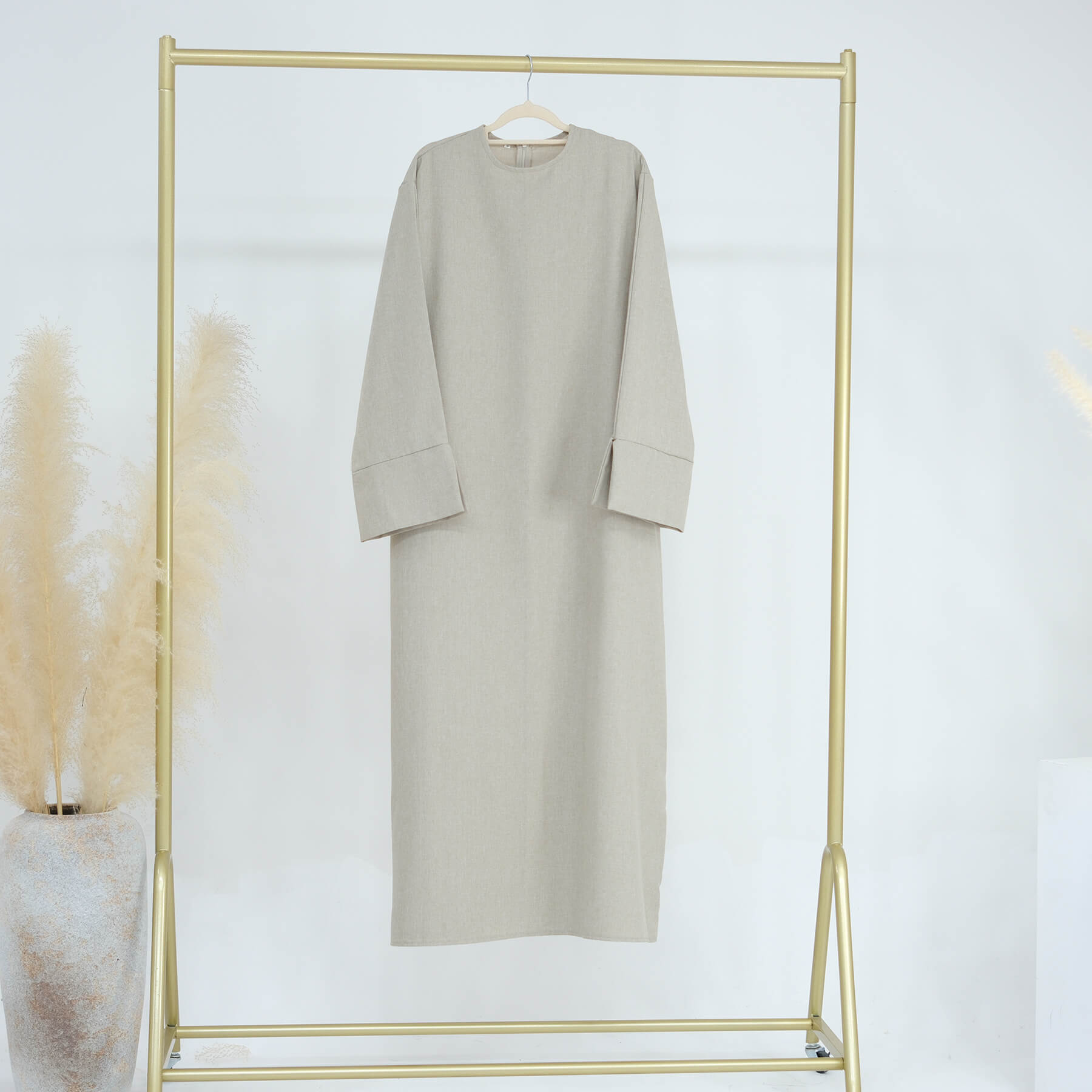 Cotton-Linen Blend Abaya Dress