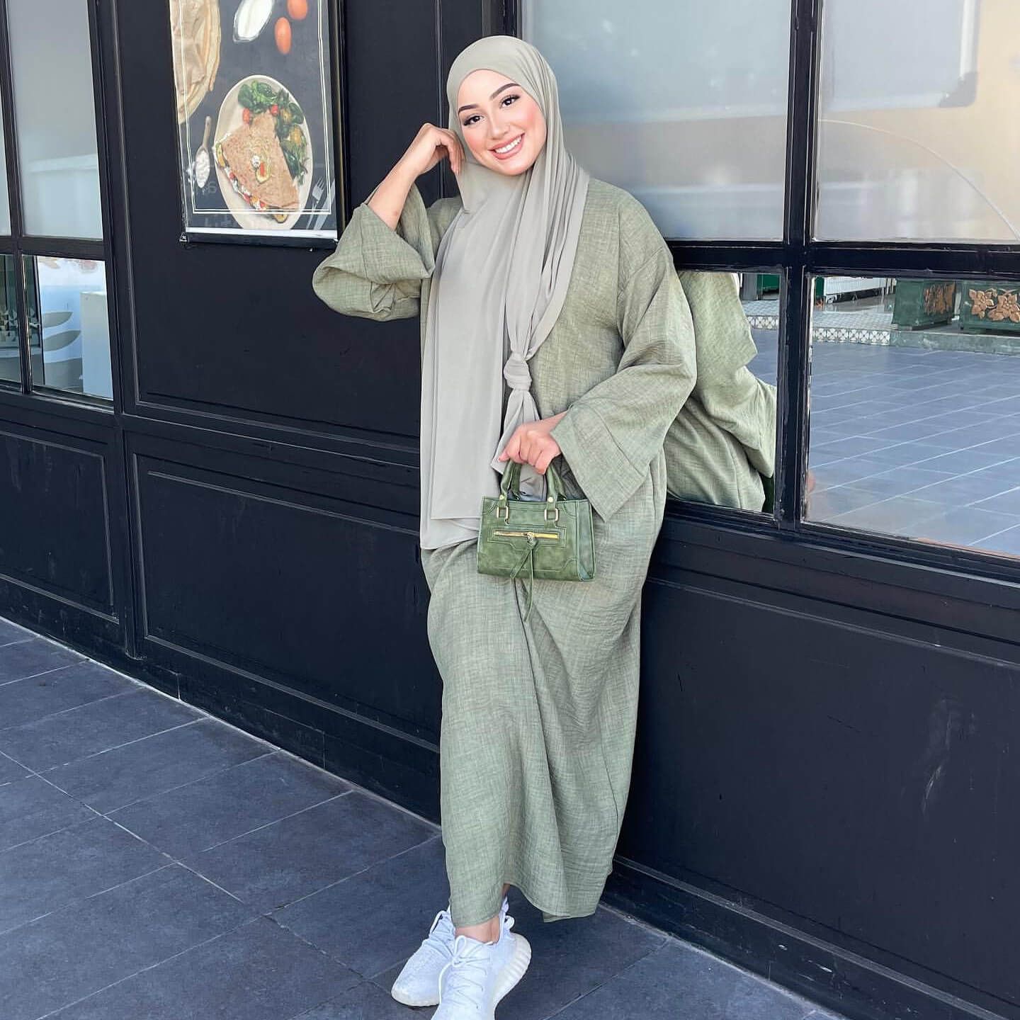 Cotton-Linen Blend Abaya Dress