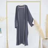 Nida Batwing Sleeve Contrast-Trim Open Abaya