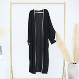 Nida Batwing Sleeve Contrast-Trim Open Abaya
