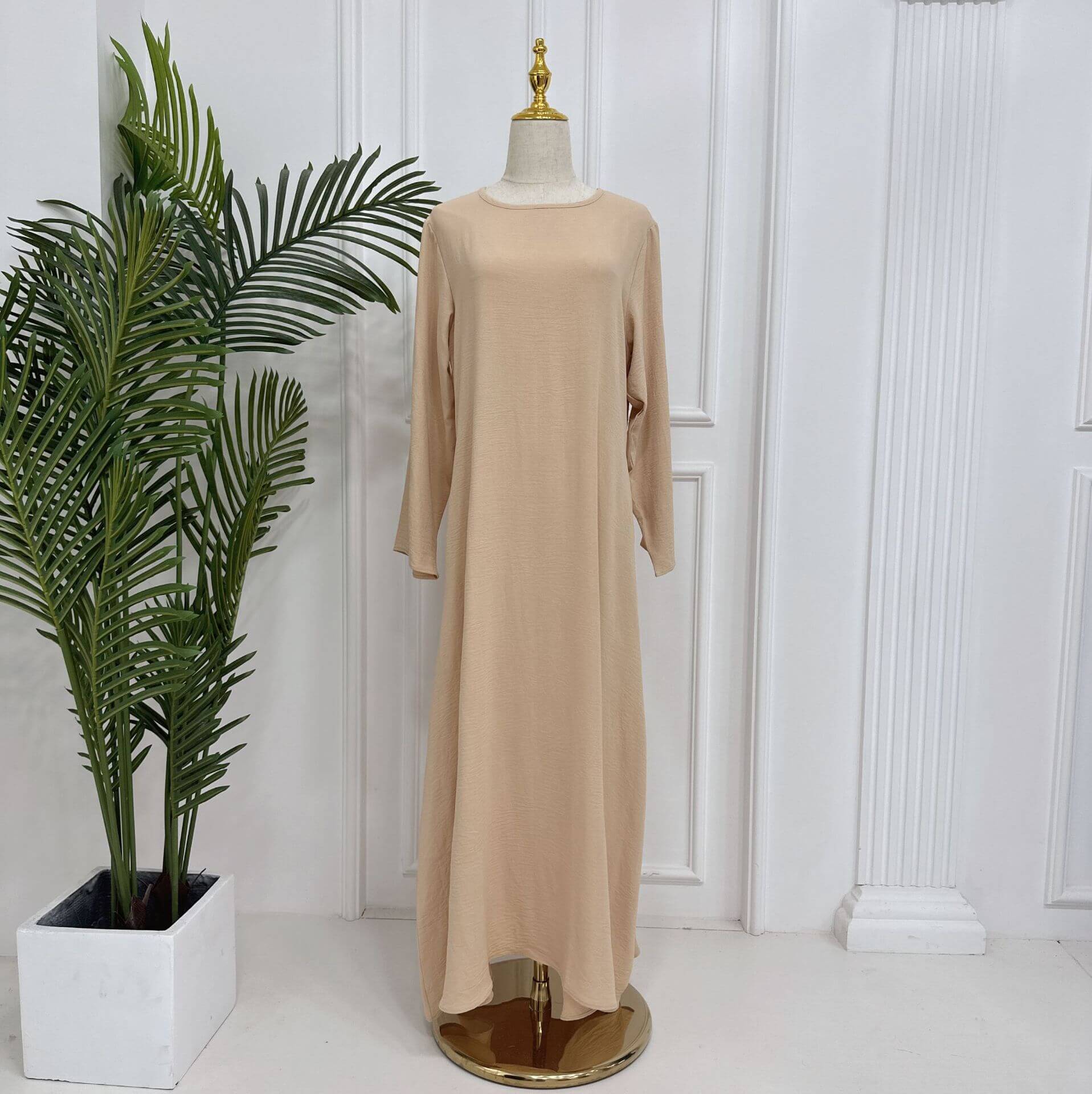 Solid Poly-Cotton Abaya Dress