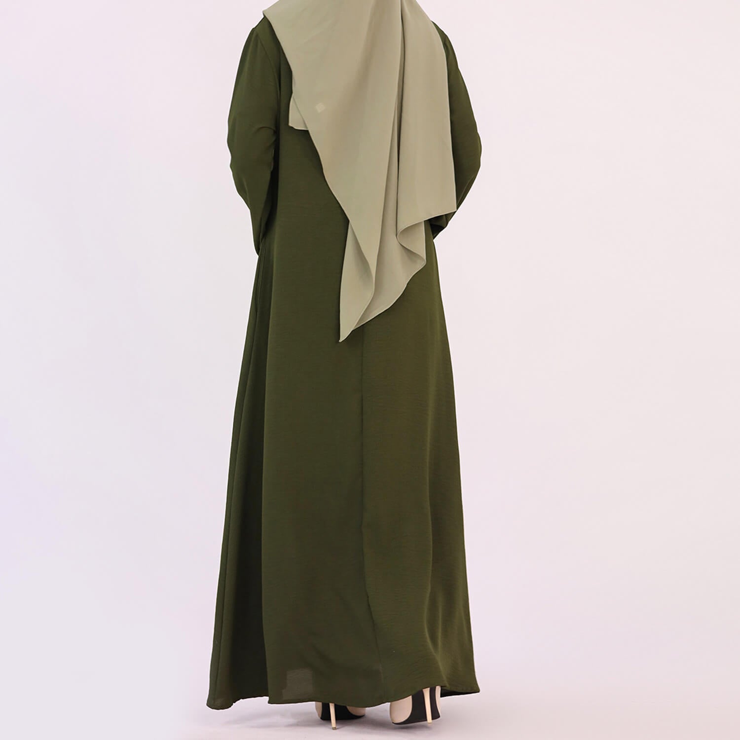 Solid Poly-Cotton Abaya Dress
