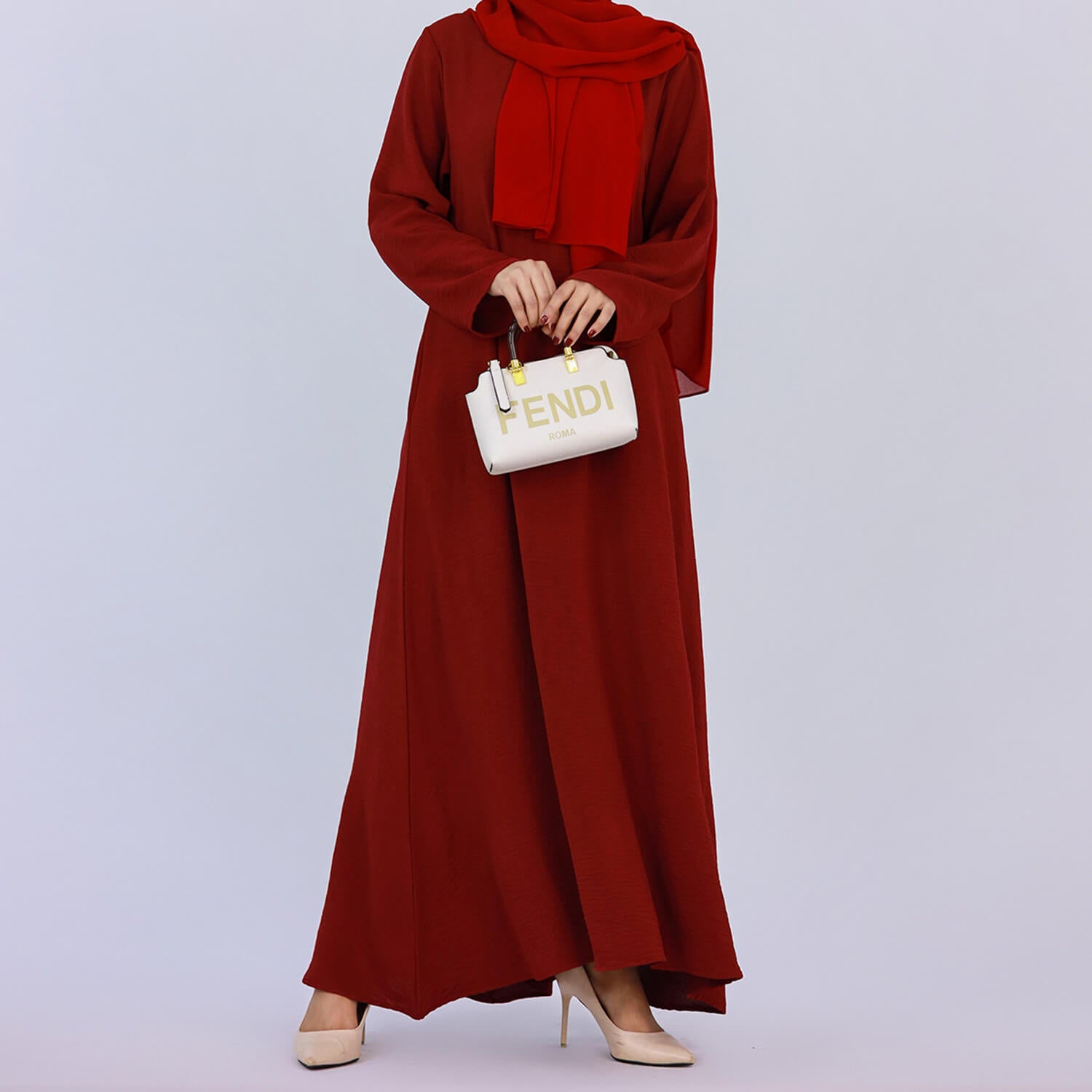 Solid Poly-Cotton Abaya Dress