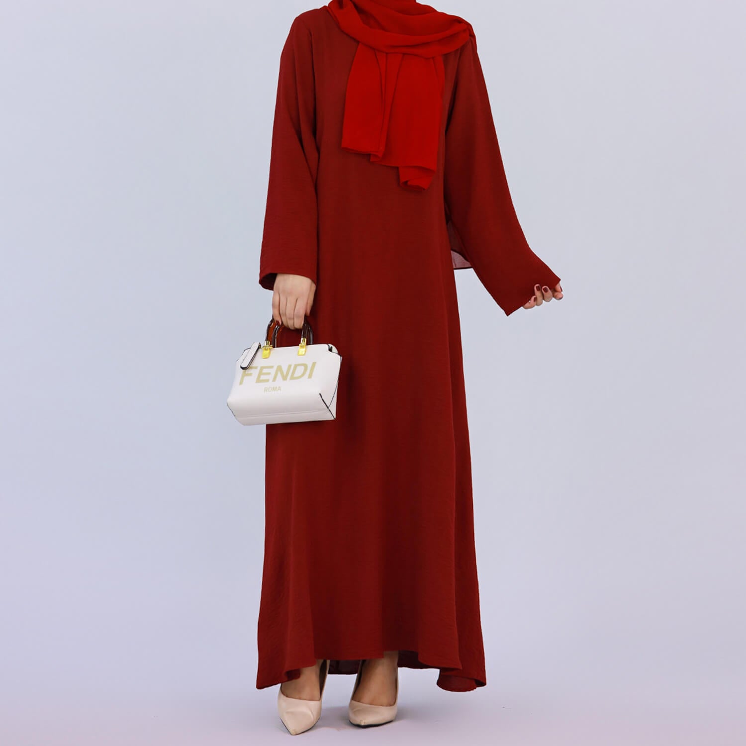 Solid Poly-Cotton Abaya Dress