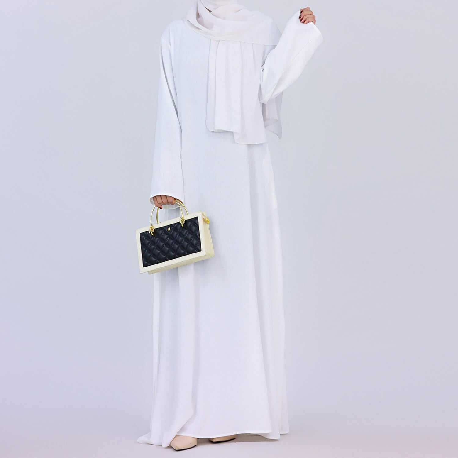 Solid Poly-Cotton Abaya Dress