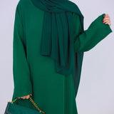 Solid Poly-Cotton Abaya Dress