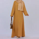 Solid Poly-Cotton Abaya Dress