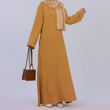 Solid Poly-Cotton Abaya Dress