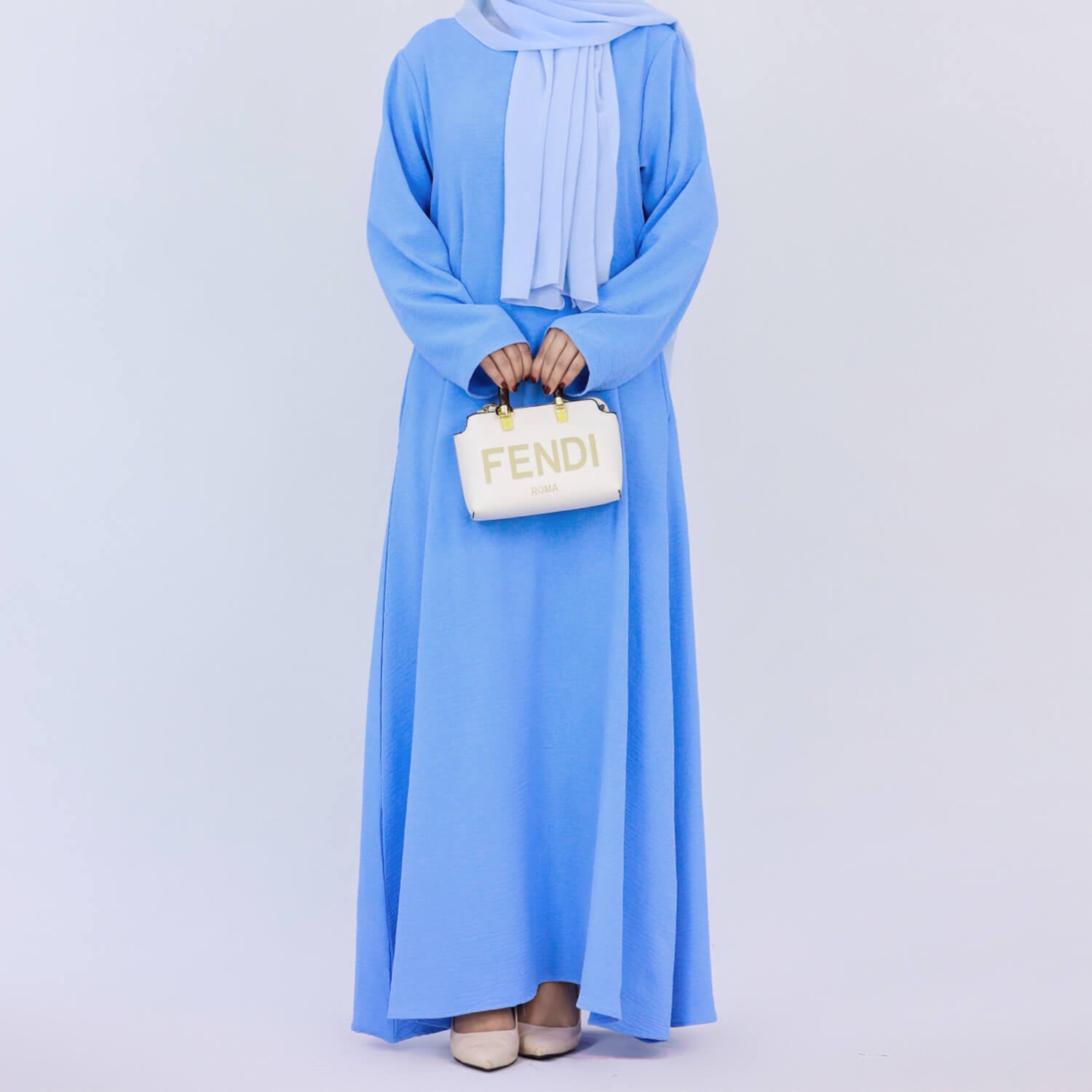 Solid Poly-Cotton Abaya Dress