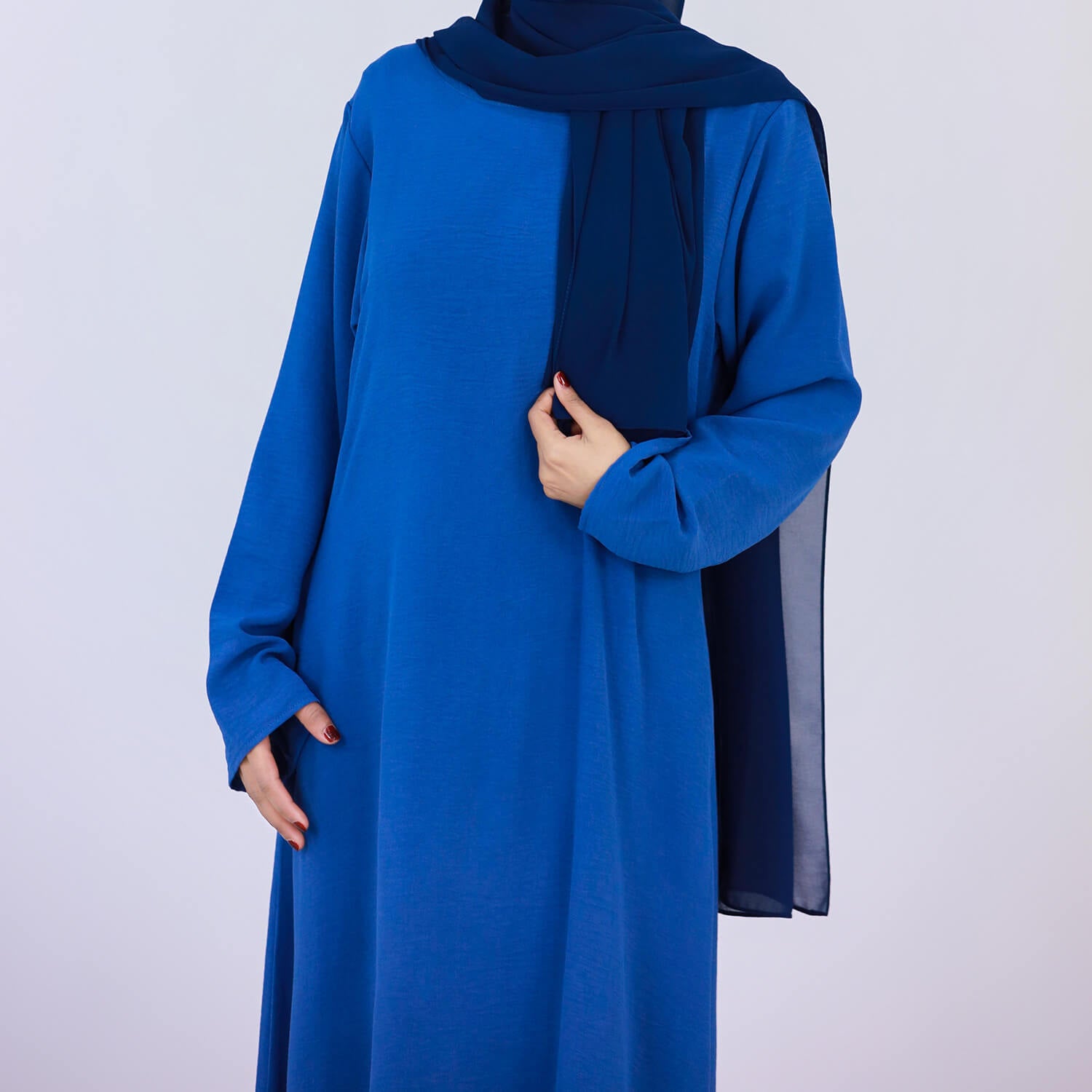 Solid Poly-Cotton Abaya Dress