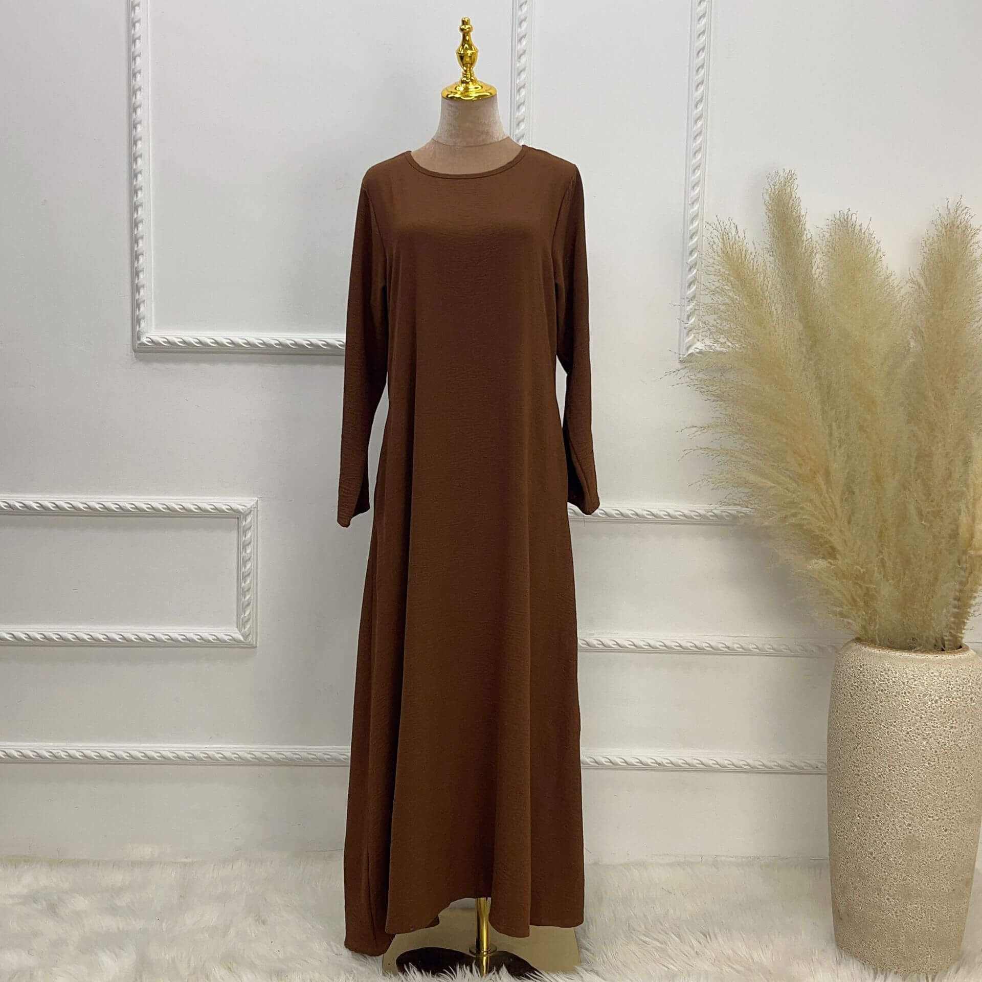 Solid Poly-Cotton Abaya Dress
