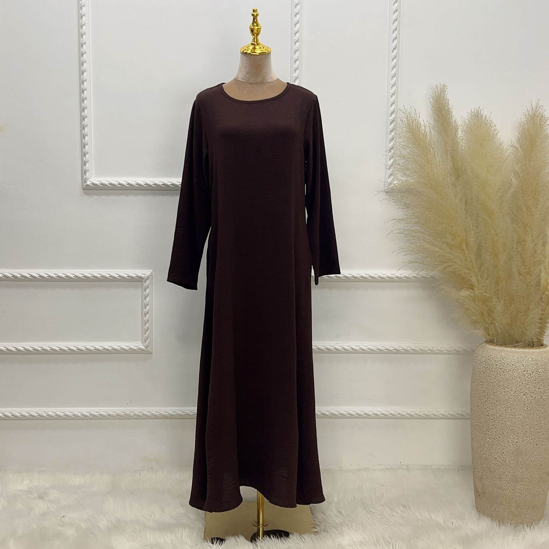 Solid Poly-Cotton Abaya Dress