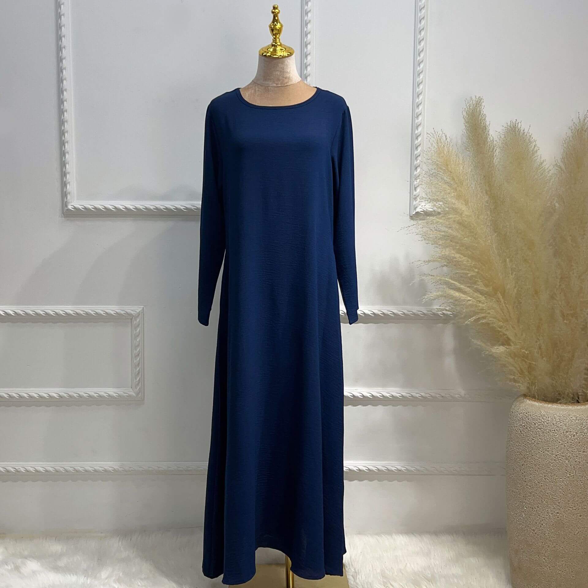 Solid Poly-Cotton Abaya Dress