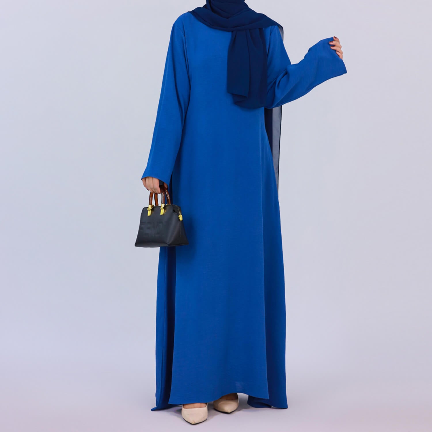 Solid Poly-Cotton Abaya Dress