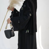Nida Floral Scalloped-Edge Open Abaya