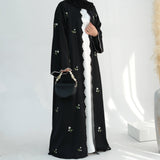 Nida Floral Scalloped-Edge Open Abaya