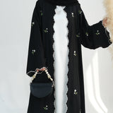 Nida Floral Scalloped-Edge Open Abaya