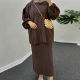 Thick Knit Two-Piece Set - Modest Sweater & Long Skirt