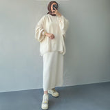 Thick Knit Two-Piece Set - Modest Sweater & Long Skirt