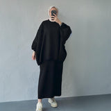 Thick Knit Two-Piece Set - Modest Sweater & Long Skirt
