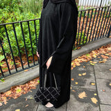 Corduroy Abaya Long Dress with Hijab 2-Piece Set
