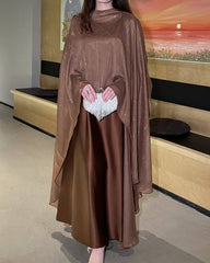 Shimmer Open Abaya Dress 3-Piece Set