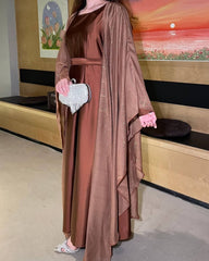 Shimmer Open Abaya Dress 3-Piece Set