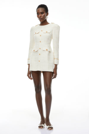 Aurohaya Alcyone White Tweed Blazer Mini Dress
