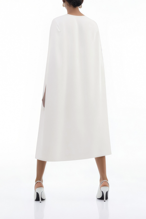 Aurohaya Amelia White Cape Effect Midi Dress