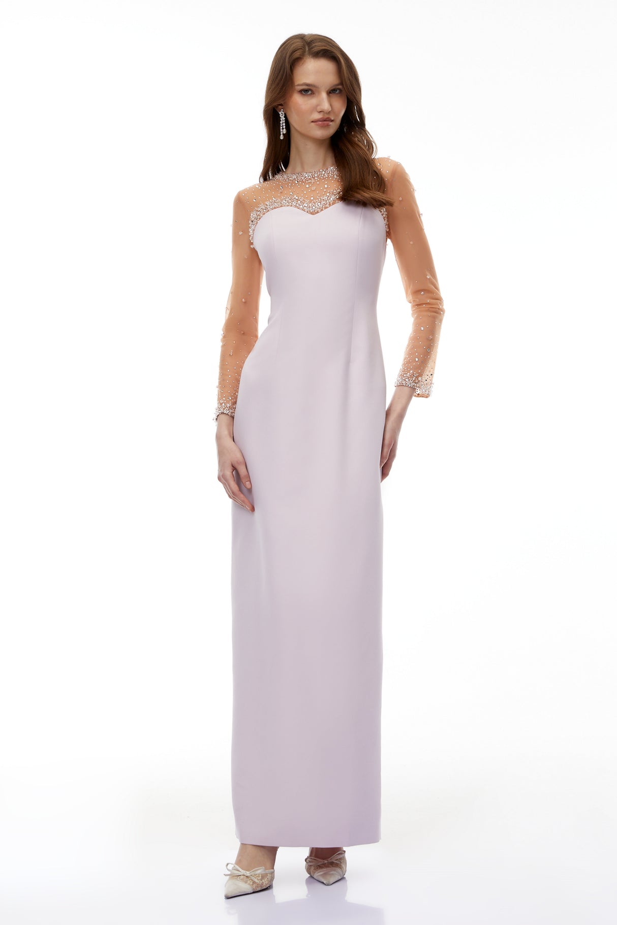 Aurohaya Anastasie Pink Embellished Maxi Dress with Tulle