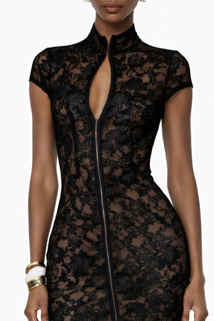 Aurohaya Andrea Black Keyhole Lace Corset Mini Dress