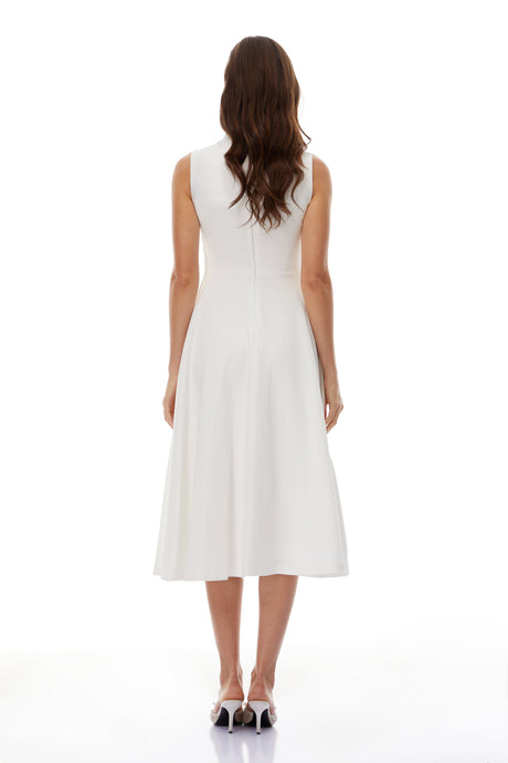 Aurohaya Anja White Layered Midi Dress