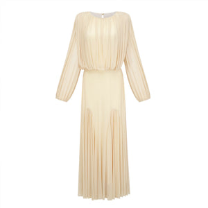 Pollen Pleated High Neck Maxi Dress