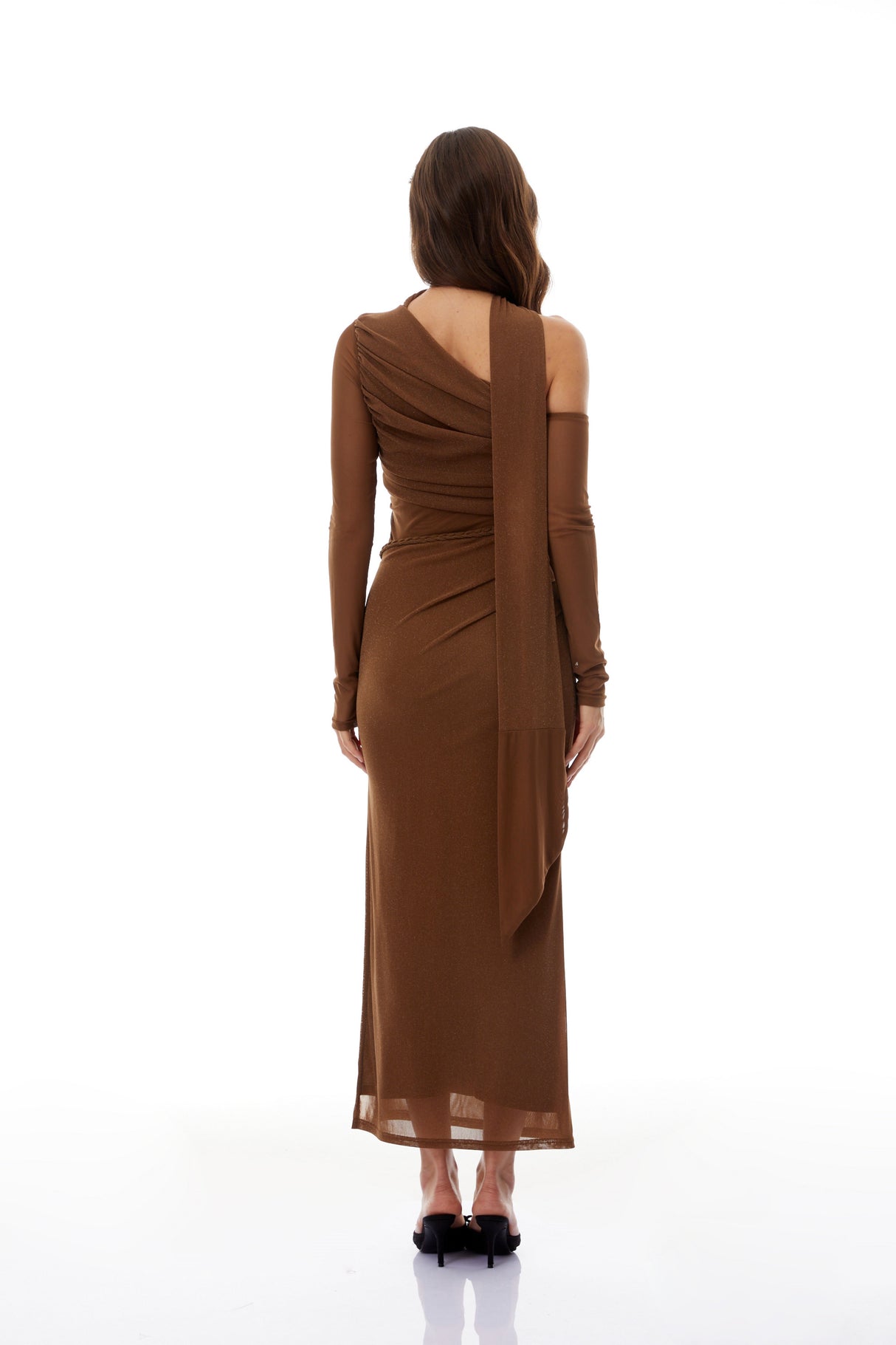 Aurohaya Antonia Brown Braid Detail Maxi Dress