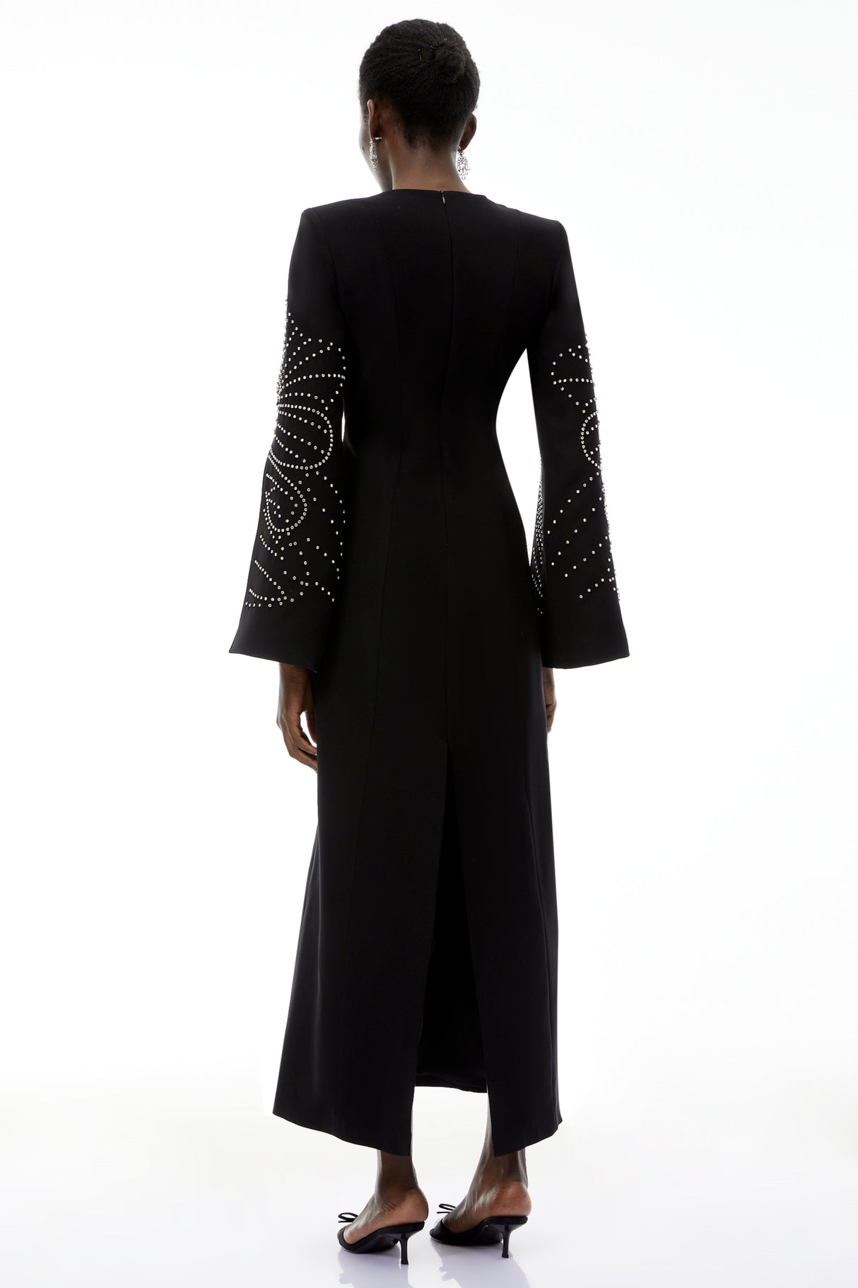 Aurohaya Arabella Black Slit Sleeve Maxi Dress with Embellishment