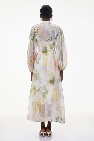 Aurohaya Asiya Green All-Over Print Maxi Dress
