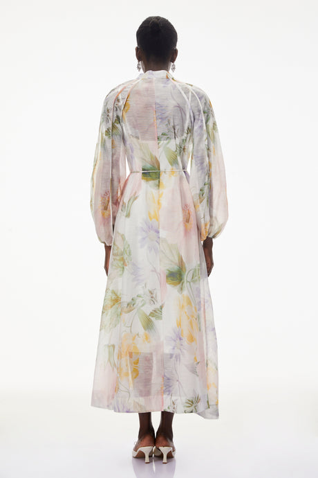 Aurohaya Asiya Green All-Over Print Maxi Dress
