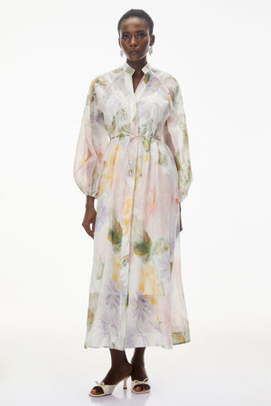Aurohaya Asiya Green All-Over Print Maxi Dress