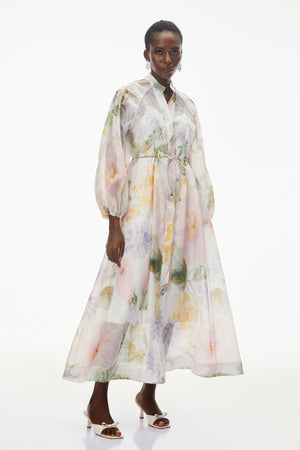 Aurohaya Asiya Green All-Over Print Maxi Dress