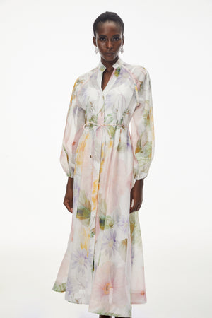 Aurohaya Asiya Green All-Over Print Maxi Dress