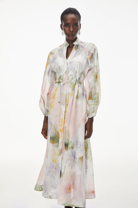Aurohaya Asiya Green All-Over Print Maxi Dress